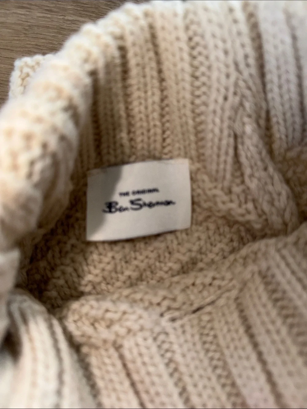 Ben Sherman Cream Knit dog sweater with Leather Logo Patch NWOT